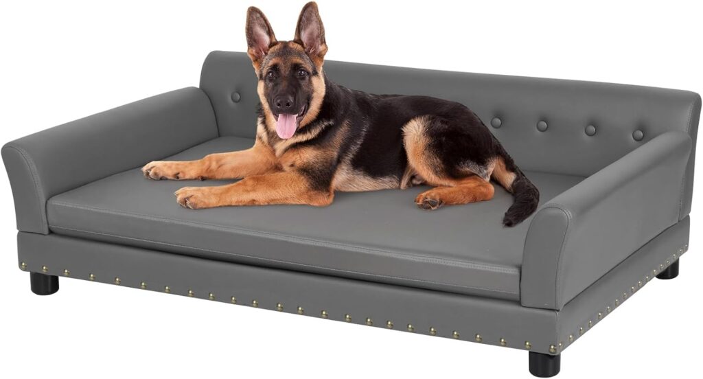 BingoPaw Luxus Hundesofa aus Leder im Wohnzimmer