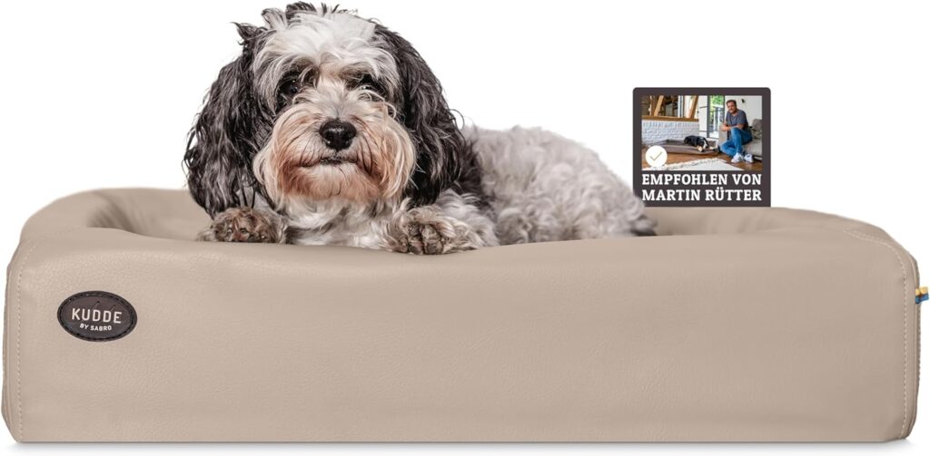 SABRO KUDDE Hundebett – antibakterielles, orthopädisches Premiumbett aus Kunstleder.